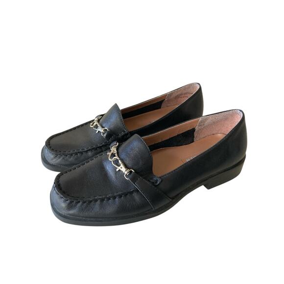 Vintage 90s Y2k Preppy Black Leather Square Toe Dockers Loafers Flats Size 6.5 - Picture 4 of 8